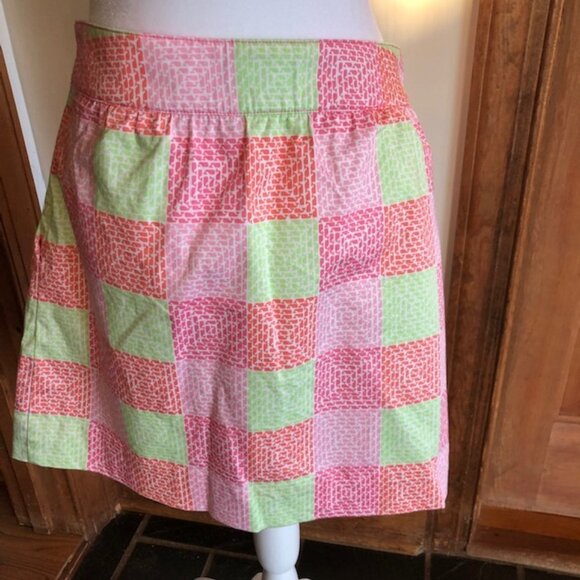 VINEYARD VINES Logo Whale Patchwork Skirt Button Accent Side Zip 6 - Picture 11 of 14